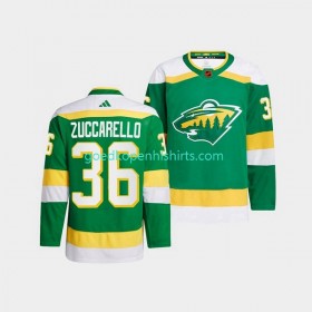 Minnesota Wild Mats Zuccarello 36 Adidas 2022-2023 Reverse Retro Groente Authentic Shirt - Mannen